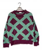 LITTLEBIGリトルビッグ）の古着「Checked Knit」｜エメラルドグリーン×ボルドー