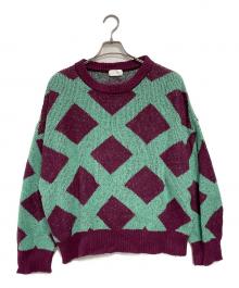 LITTLEBIG（リトルビッグ）の古着「Checked Knit」｜エメラルドグリーン×ボルドー