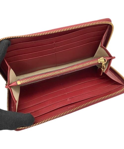 Chloe（クロエ）Chloe (クロエ) ラウンドファスナー財布 レッド×ブラウンの古着・服飾アイテム