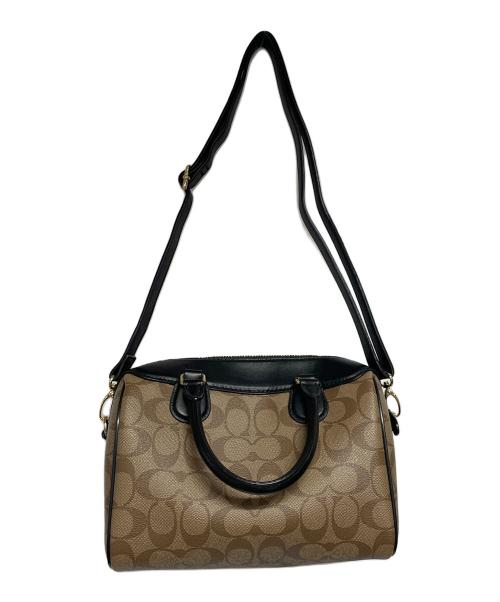 COACH（コーチ）COACH (コーチ) シグネチャーミニベネットサッチェル ブラウン×ブラックの古着・服飾アイテム