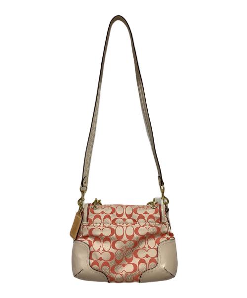 COACH（コーチ）COACH (コーチ) シグネチャー 2WAYショルダーバッグ ピンク×オレンジの古着・服飾アイテム