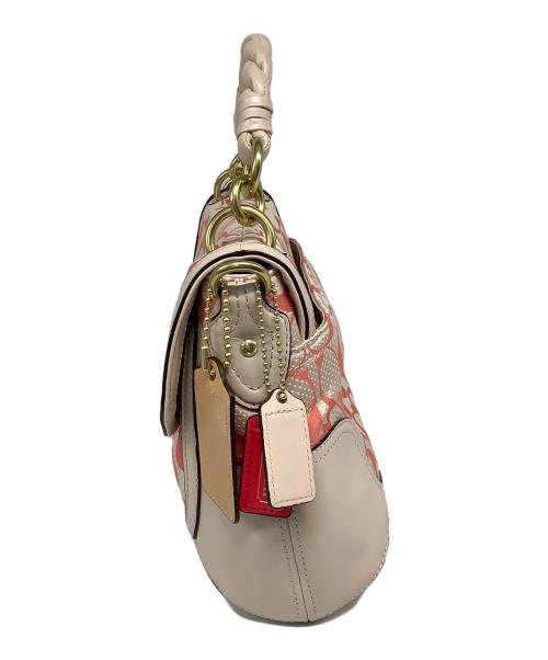 COACH（コーチ）COACH (コーチ) シグネチャー 2WAYショルダーバッグ ピンク×オレンジの古着・服飾アイテム