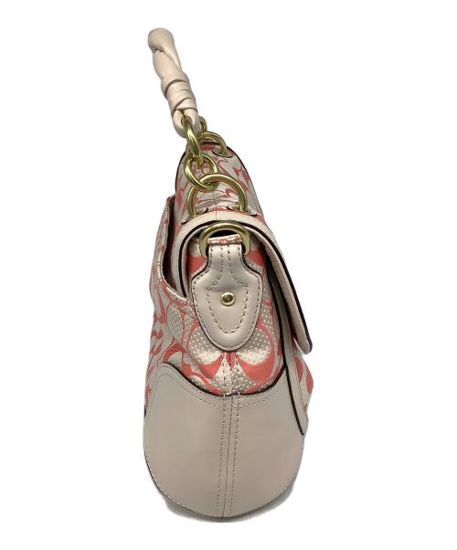 COACH（コーチ）COACH (コーチ) シグネチャー 2WAYショルダーバッグ ピンク×オレンジの古着・服飾アイテム