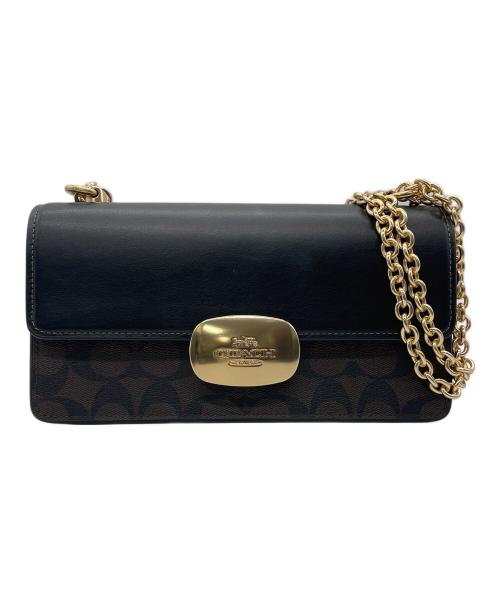 COACH（コーチ）COACH (コーチ) エライザ フラップ クロスボディ・シグネチャー キャンバス ブラックの古着・服飾アイテム
