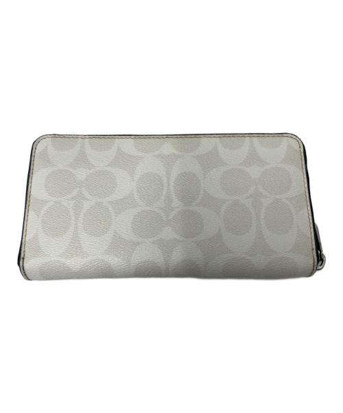 COACH（コーチ）COACH (コーチ) Long Zip Around Wallet In Signature Canvas With Varsity Motif ホワイト×グレーの古着・服飾アイテム