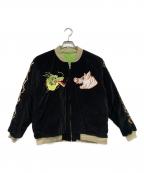 STUDIO D'ARTISANステュディオダルチザン）の古着「リバーシブル スカジャン JAPAN大阪 豚刺繍」｜ブラック