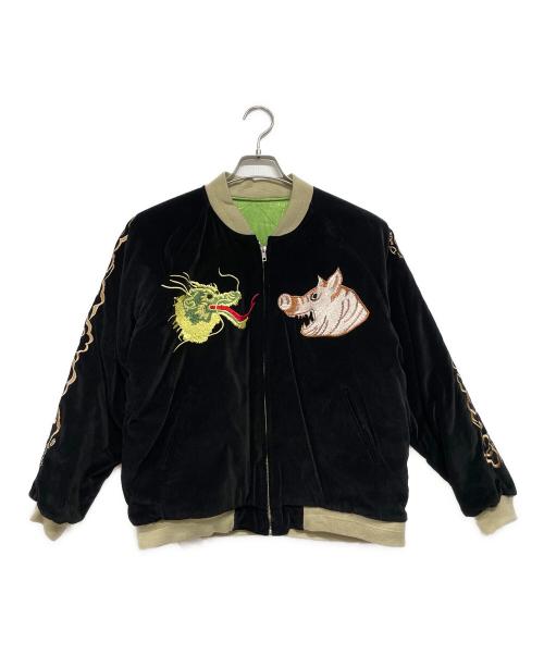 STUDIO D'ARTISAN（ステュディオダルチザン）STUDIO D'ARTISAN (ステュディオダルチザン) リバーシブル スカジャン JAPAN大阪 豚刺繍 ブラック サイズ:Mの古着・服飾アイテム
