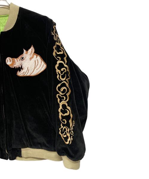 STUDIO D'ARTISAN（ステュディオダルチザン）STUDIO D'ARTISAN (ステュディオダルチザン) リバーシブル スカジャン JAPAN大阪 豚刺繍 ブラック サイズ:Mの古着・服飾アイテム