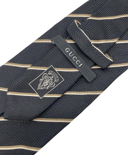GUCCI（グッチ）GUCCI (グッチ) ストライプネクタイ ブラック サイズ:記載なしの古着・服飾アイテム