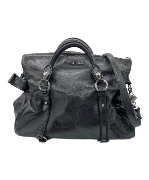 MIU MIU（ミュウミュウ）MIU MIU (ミュウミュウ) vitellolux 2WAYショルダーバッグ ブラックの古着・服飾アイテム