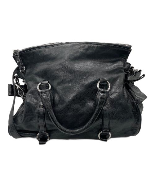 MIU MIU（ミュウミュウ）MIU MIU (ミュウミュウ) vitellolux 2WAYショルダーバッグ ブラックの古着・服飾アイテム