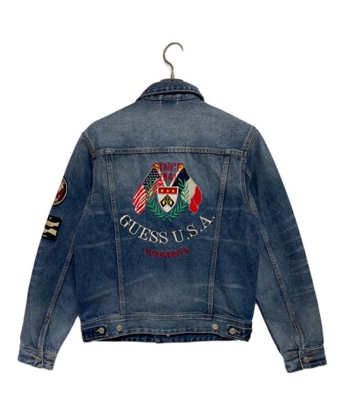 GUESS（ゲス）GUESS (ゲス) Dillon Embroidered Flags Denim Jacket インディゴ サイズ:Sの古着・服飾アイテム