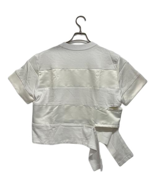 sacai（サカイ）sacai (サカイ) 変形ボーダーカットソー ホワイト サイズ:Mの古着・服飾アイテム
