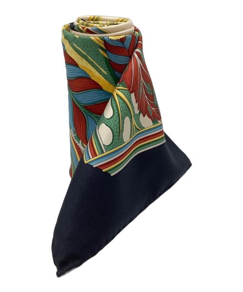 Salvatore Ferragamo（サルヴァトーレ フェラガモ）Salvatore Ferragamo (サルヴァトーレ フェラガモ) ヒョウ柄 大判スカーフ ネイビーの古着・服飾アイテム