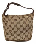 GUCCIグッチ）の古着「GGキャンバスポーチ」｜ベージュ×ブラウン