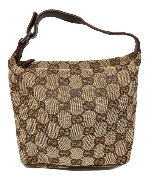 GUCCI（グッチ）GUCCI (グッチ) GGキャンバスポーチ ベージュ×ブラウンの古着・服飾アイテム