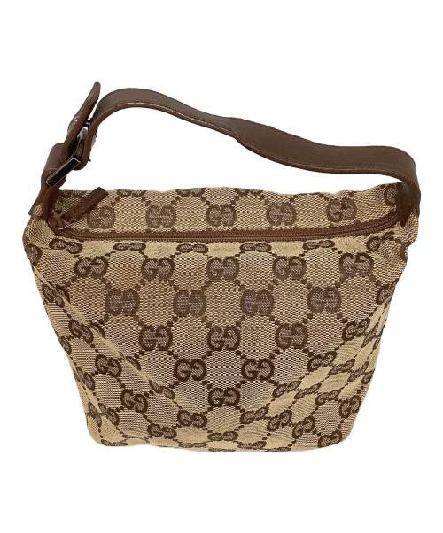 GUCCI（グッチ）GUCCI (グッチ) GGキャンバスポーチ ベージュ×ブラウンの古着・服飾アイテム