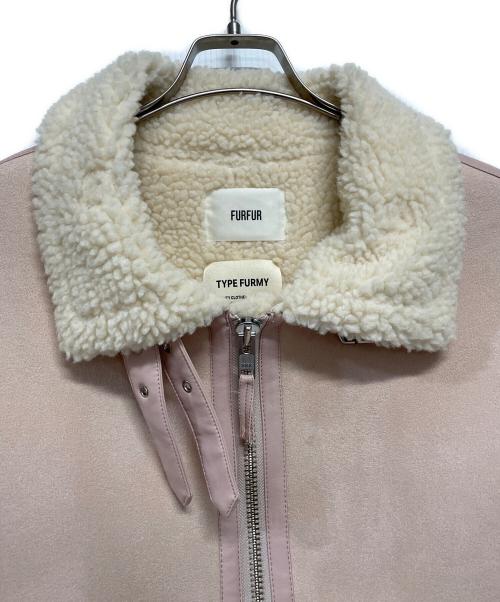 furfur（ファーファー）FURFUR (ファーファー) ボアジャケット ピンク×ホワイト サイズ:FREEの古着・服飾アイテム