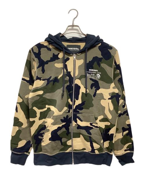 DIESEL（ディーゼル）DIESEL (ディーゼル) カモフラージュ柄 ジップパーカー マルチカラー サイズ:Lの古着・服飾アイテム