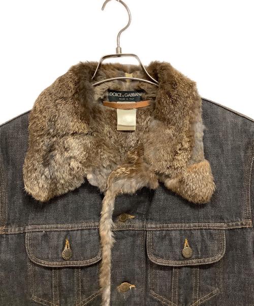 DOLCE & GABBANA（ドルチェ＆ガッバーナ）DOLCE & GABBANA (ドルチェ＆ガッバーナ) ファーデニムジャケット グレー サイズ:48の古着・服飾アイテム