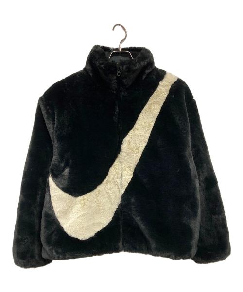 NIKE（ナイキ）NIKE (ナイキ) フェイクファージャケット ブラック×ホワイト サイズ:Lの古着・服飾アイテム