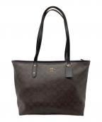 COACHコーチ）の古着「シグネチャー シティー ジップ トップ トート」｜ブラウン×ブラック