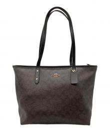 COACH（コーチ）の古着「シグネチャー シティー ジップ トップ トート」｜ブラウン×ブラック