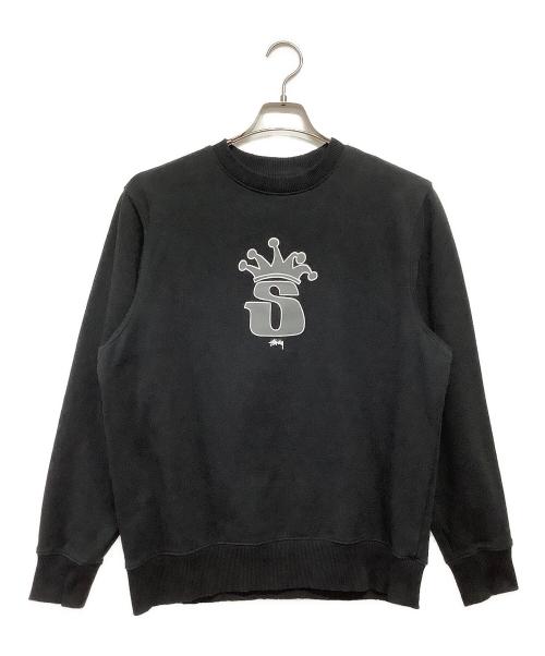 stussy（ステューシー）stussy (ステューシー) S CROWN/クルーネックスウェット ブラック サイズ:Sの古着・服飾アイテム