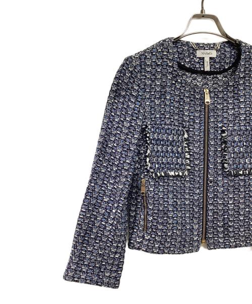 MAX&Co.（マックスアンドコー）MAX&Co. (マックスアンドコー) ジャガードジャケット ブルー サイズ:38の古着・服飾アイテム