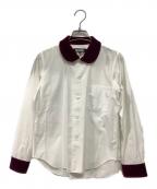 BLACK COMME des GARCONSブラックコムデギャルソン）の古着「ベロア クレリックシャツ」｜ホワイト