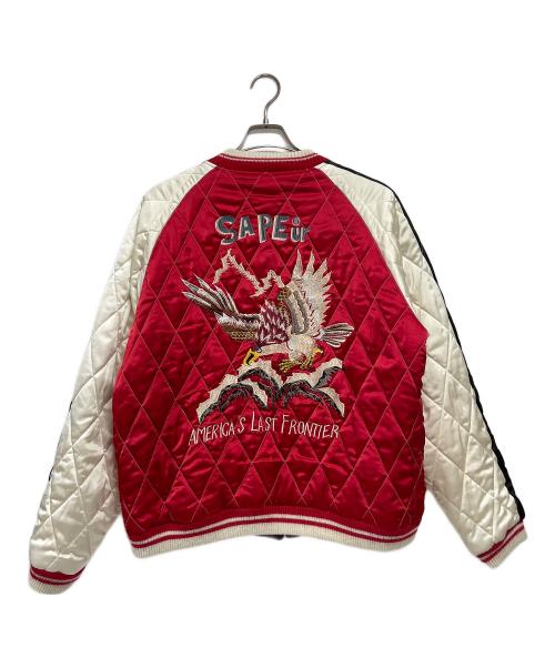 SAPEur（サプール）SAPEur (サプール) スカジャン AMERICAN LAST FRONTIER レッド×パープル サイズ:Lの古着・服飾アイテム