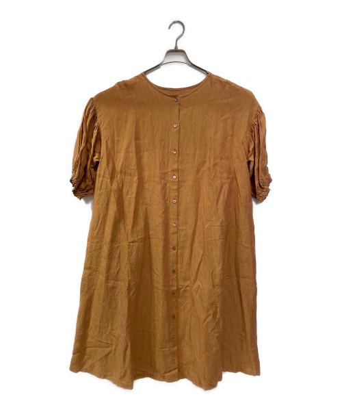 nest Robe（ネストローブ）nest Robe (ネストローブ) 半袖ワンピース ブラウン サイズ:Fの古着・服飾アイテム