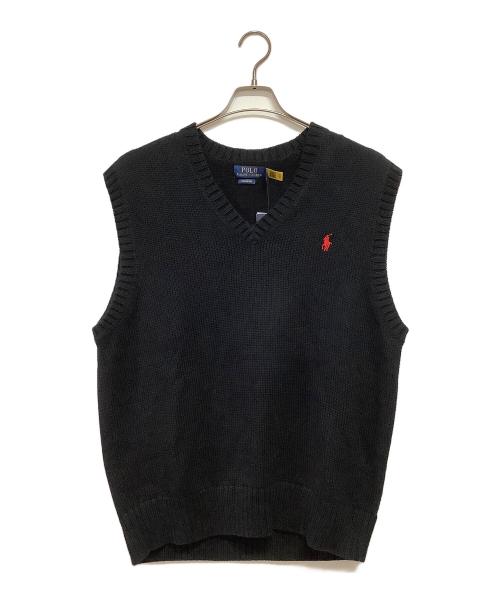 POLO RALPH LAUREN（ポロ・ラルフローレン）POLO RALPH LAUREN (ポロ・ラルフローレン) ニットベスト ブラック サイズ:M 未使用品の古着・服飾アイテム