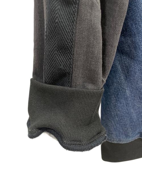 DIESEL（ディーゼル）DIESEL (ディーゼル) バイアスカットデニムコレクション ジップパーカー ブラック×ブルー サイズ:Sの古着・服飾アイテム