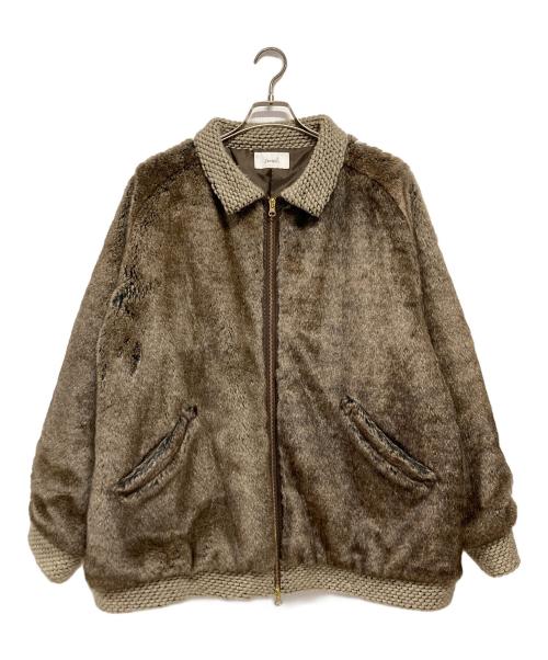 soerte（ソエルテ）soerte (ソエルテ) ニットドッキングファージャケット ブラウン サイズ:2の古着・服飾アイテム