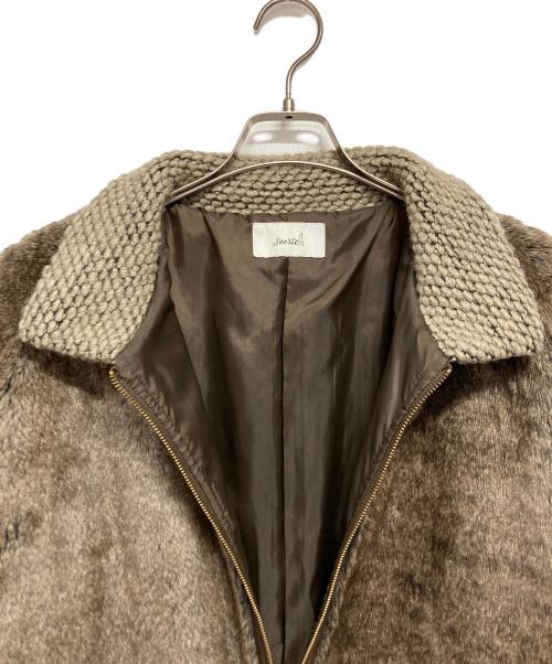 soerte（ソエルテ）soerte (ソエルテ) ニットドッキングファージャケット ブラウン サイズ:2の古着・服飾アイテム