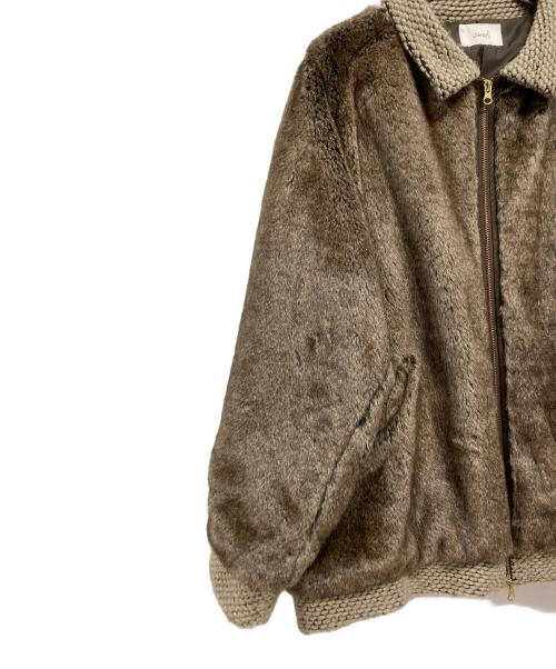 soerte（ソエルテ）soerte (ソエルテ) ニットドッキングファージャケット ブラウン サイズ:2の古着・服飾アイテム