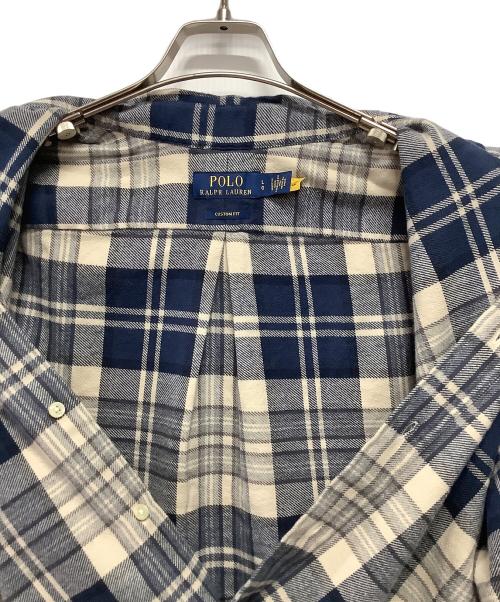 RALPH LAUREN（ラルフローレン）RALPH LAUREN (ラルフローレン) カスタムフィット チェック ブラッシュド フランネル シャツ ネイビー サイズ:L 未使用品の古着・服飾アイテム