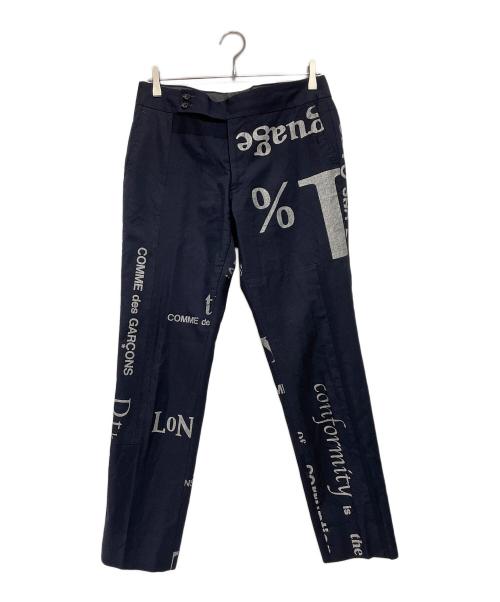 COMME des GARCONS（コムデギャルソン）COMME des GARCONS (コムデギャルソン) プリント スラックス ネイビー サイズ:Lの古着・服飾アイテム
