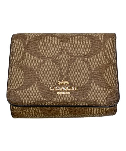 COACH（コーチ）COACH (コーチ) シグネチャー 3つ折り財布 ブラウンの古着・服飾アイテム
