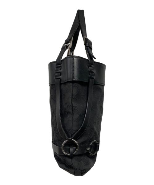 GUCCI（グッチ）GUCCI (グッチ) GGキャンバス×レザー トートバッグ ブラックの古着・服飾アイテム