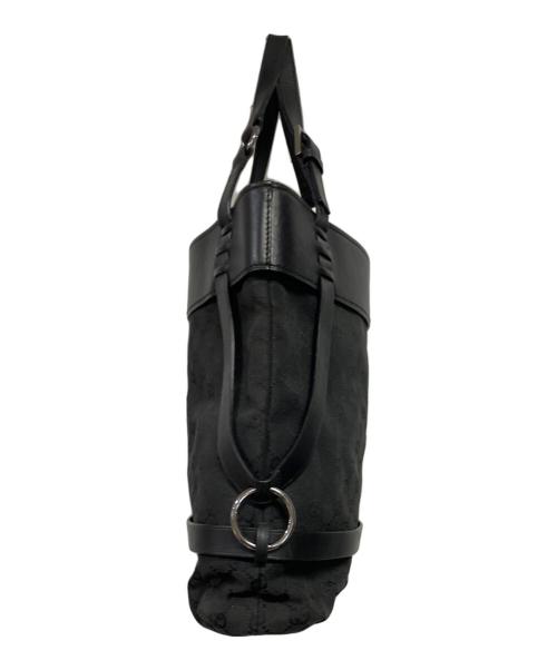 GUCCI（グッチ）GUCCI (グッチ) GGキャンバス×レザー トートバッグ ブラックの古着・服飾アイテム