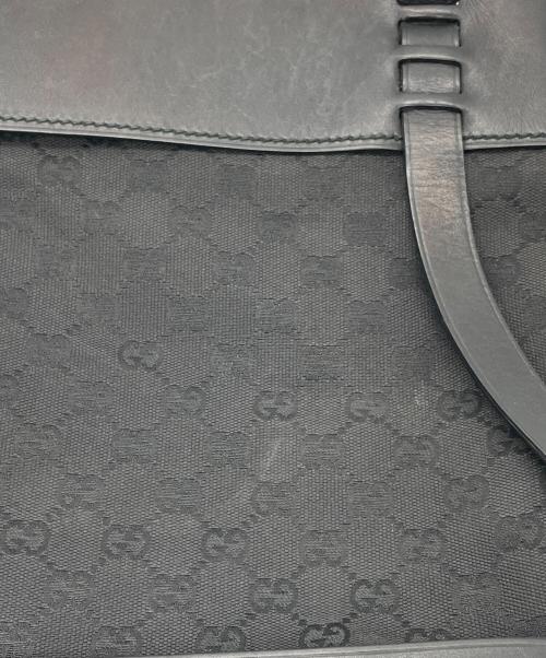 GUCCI（グッチ）GUCCI (グッチ) GGキャンバス×レザー トートバッグ ブラックの古着・服飾アイテム