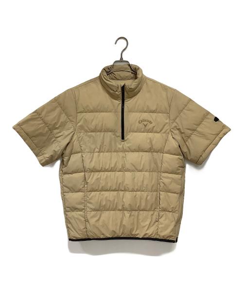 Callaway（キャロウェイ）Callaway (キャロウェイ) ストレッチナイロンプレーン半袖ハーフジップダウン C25216140 ベージュ サイズ:Lの古着・服飾アイテム