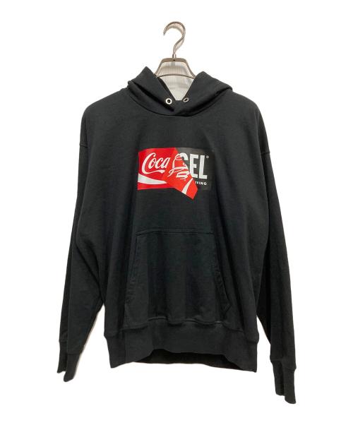 DIESEL（ディーゼル）DIESEL (ディーゼル) Coca Cola (コカコーラ) プルオーバーパーカー ブラック サイズ:Mの古着・服飾アイテム