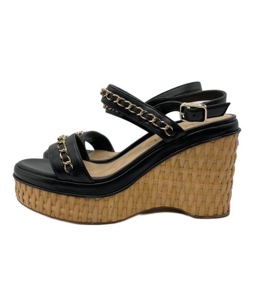 CHANEL（シャネル）CHANEL (シャネル) 厚底サンダル ブラック サイズ:35の古着・服飾アイテム