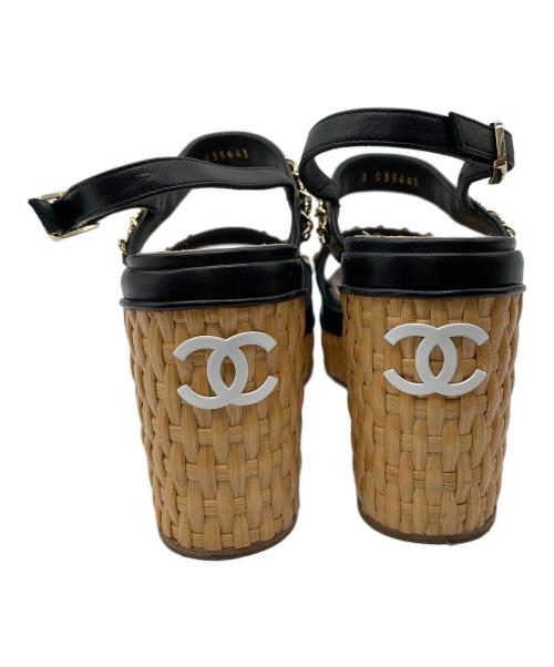 CHANEL（シャネル）CHANEL (シャネル) 厚底サンダル ブラック サイズ:35の古着・服飾アイテム