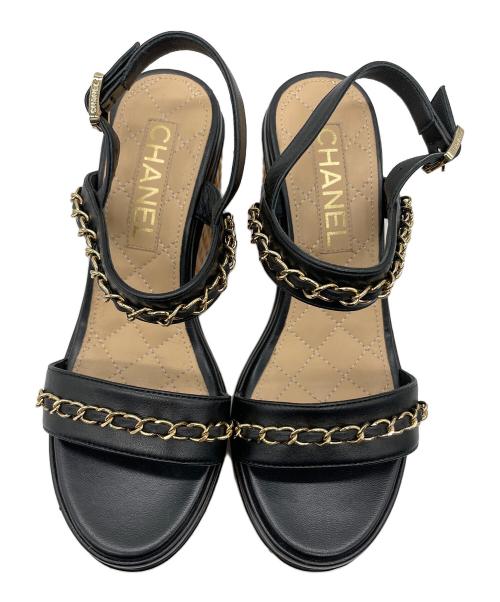CHANEL（シャネル）CHANEL (シャネル) 厚底サンダル ブラック サイズ:35の古着・服飾アイテム