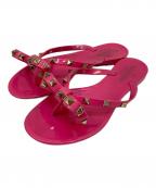 VALENTINOヴァレンティノ）の古着「スタッズリボンサンダル」｜ショッキングピンク