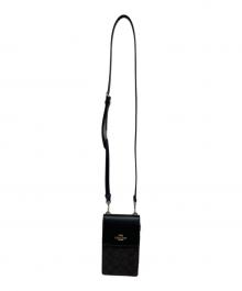 COACH（コーチ）の古着「ノース／サウス フォーン クロスボディ・シグネチャー キャンバス」｜ダークブラウン